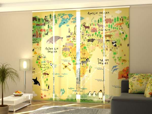 Sliding panel curtain (1-4 pts.): KIDS MAP