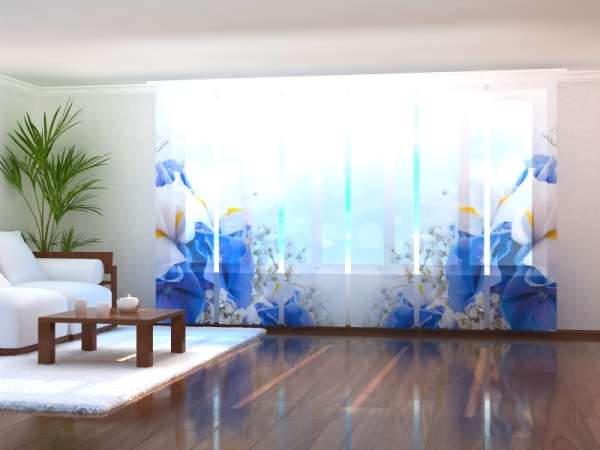 Sliding panel curtain (1-6 pts.): BLUE IRIS FLOWERS