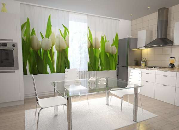 Kitchen curtain: WHITE TULIPS