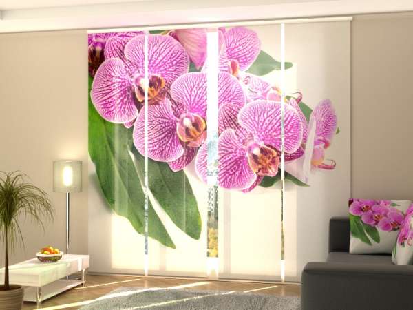 Sliding panel curtain (1-4 pts.): VIOLET ORCHID ON A GREEN LEAF