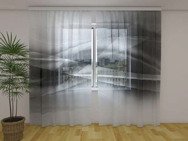 Chiffon curtain: BLACK AND WHITE ABSTRACTIONS WAVES