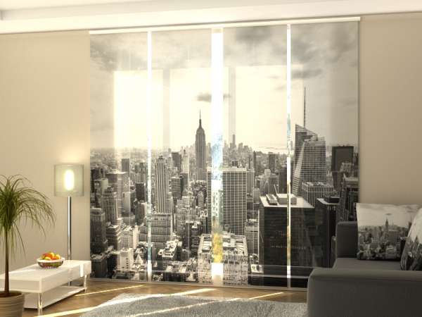 Sliding panel curtain (1-4 pts.): MANHATTAN AERIAL VIEW BLACK AND WHITE