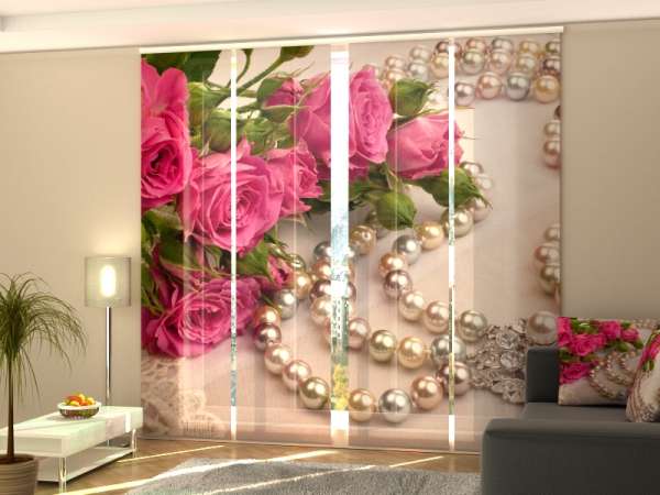 Sliding panel curtain (1-4 pts.): ROSES AND PEARLS