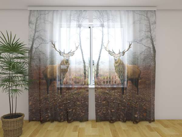 Chiffon curtain: DEER IN THE FOREST