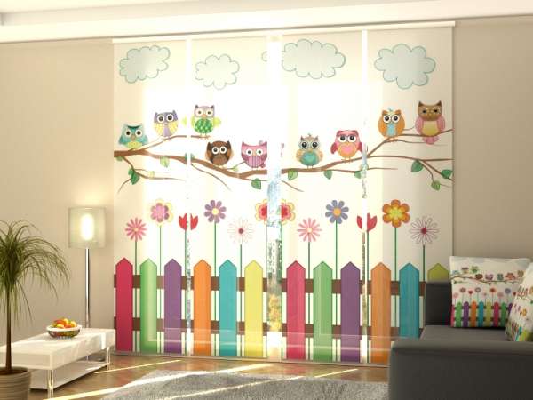 Sliding panel curtain (1-4 pts.): FUNNY OWLS