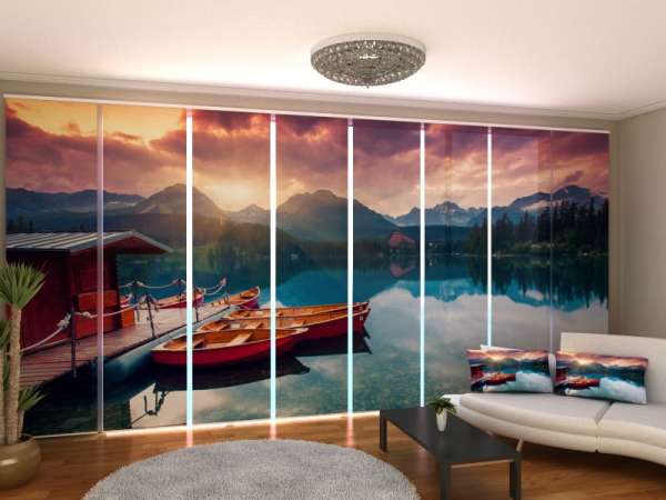 Sliding panel curtain (1-8 pts.): BOATS NEAR THE PIER