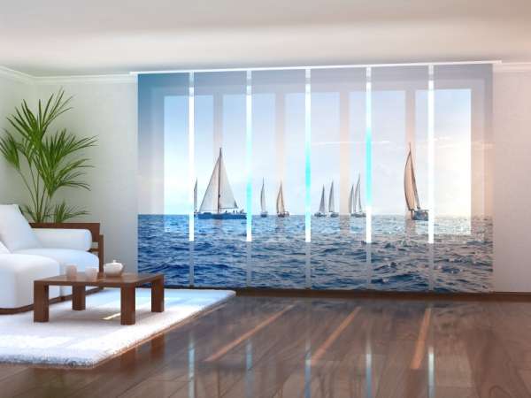 Sliding panel curtain (1-6 pts.): SEA AND SAILBOATS