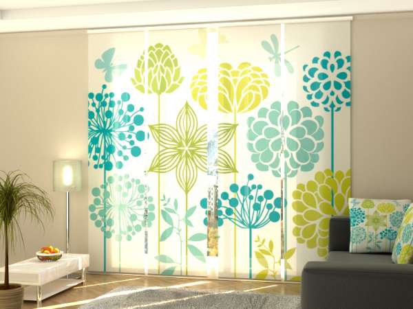 Sliding panel curtain (1-4 pts.): GRAPHIC FLOWERS