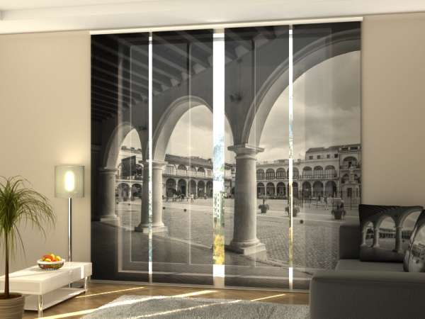 Sliding panel curtain (1-4 pts.): CUBA BLACK AND WHITE