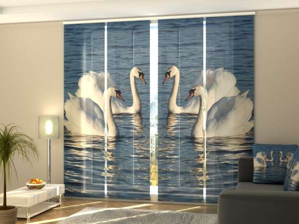 Sliding panel curtain (1-4 pts.): WHITE SWANS