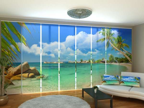 Sliding panel curtain (1-8 pts.): SUMMER BEACH WITH PALM TREES