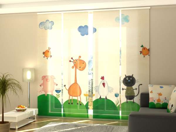 Sliding panel curtain (1-4 pts.): BABY ANIMALS