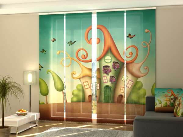 Sliding panel curtain (1-4 pts.): THREE LITTLE HOUSES