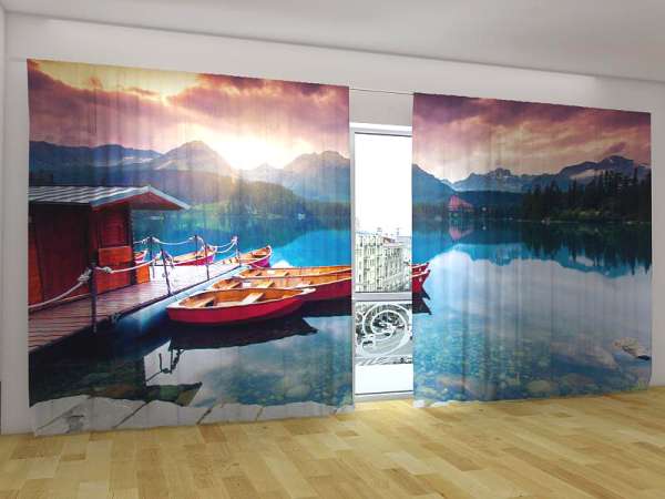 Panoramic curtain: BOATS NEAR THE PIER