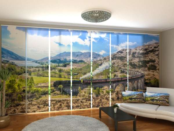 Sliding panel curtain (1-8 pts.): RAILWAY BRIDGE IN THE MOUNTAINS