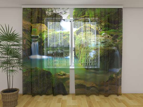 Chiffon curtain: FOREST WATERFALLS