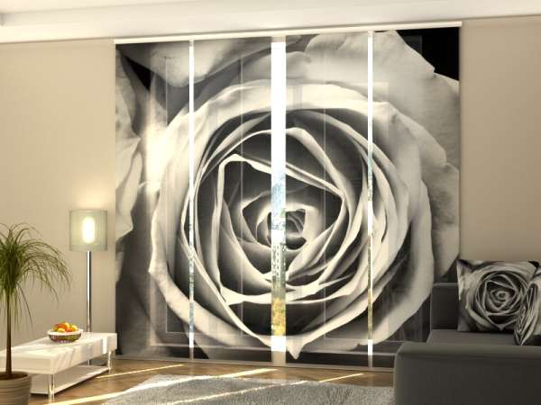 Sliding panel curtain (1-4 pts.): ROSES IN BLACK AND WHITE SHADES