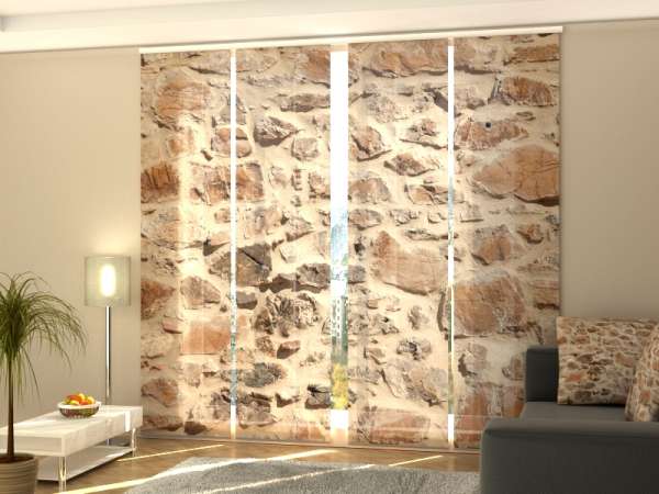 Sliding panel curtain (1-4 pts.): BROWN STONE WALL