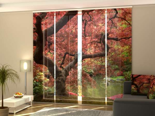 Sliding panel curtain (1-4 pts.): FOREST LAKE IN AUTUMN