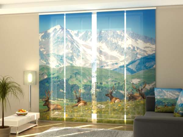 Sliding panel curtain (1-4 pts.): NORTH ELKS IN THE ROCKY MOUNTAIN MEADOW