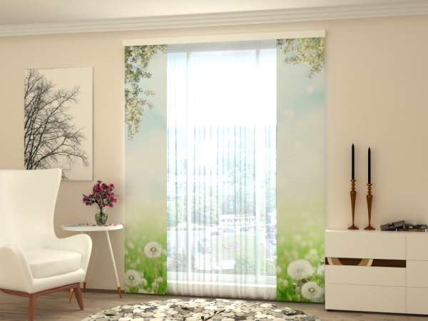 Sliding panel curtain (1-2 pts.): WHITE DANDELIONS