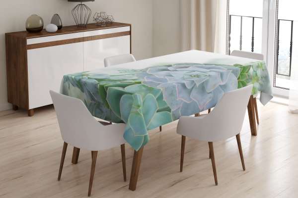 Tablecloth: BLUE-GREEN FLOWERS