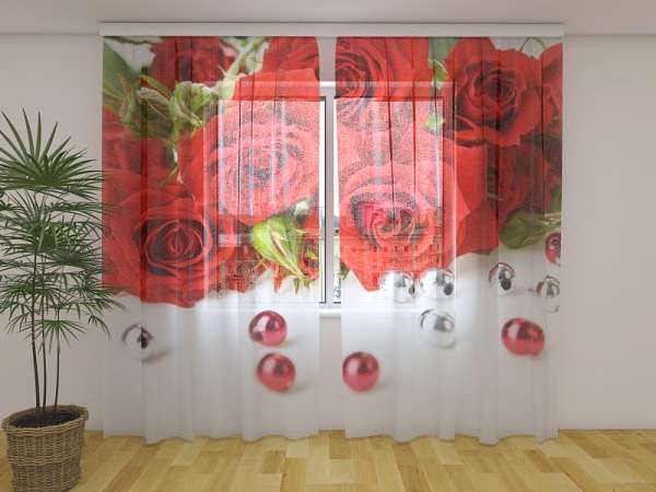 Chiffon curtain: ROSES AND BEADS