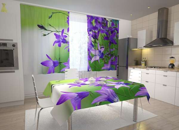 Kitchen curtain: BLUE BELLFLOWERS