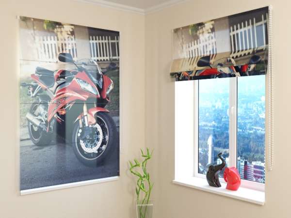 Roman blind: RED MOTORCYCLE