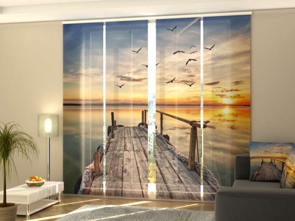 Sliding panel curtain (1-4 pts.): SEAGULLS OVER THE PIER