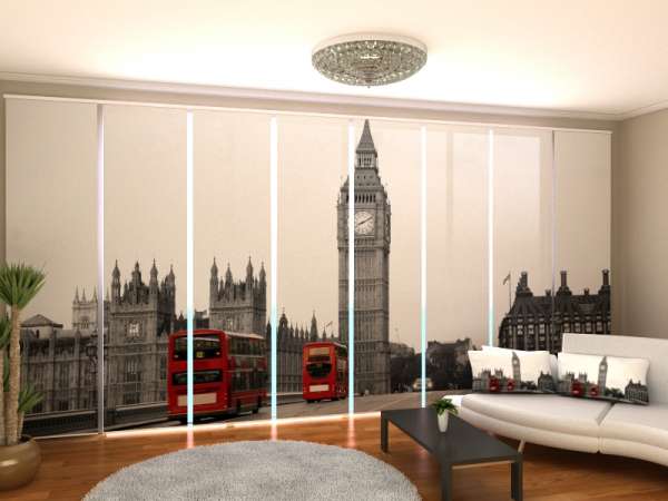 Sliding panel curtain (1-8 pts.): RED BUSES FROM LONDON