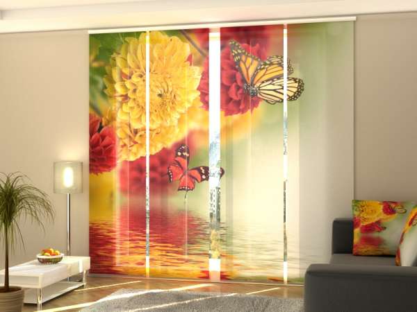 Sliding panel curtain (1-4 pts.): BEAUTIFUL AUTUMN FLOWERS