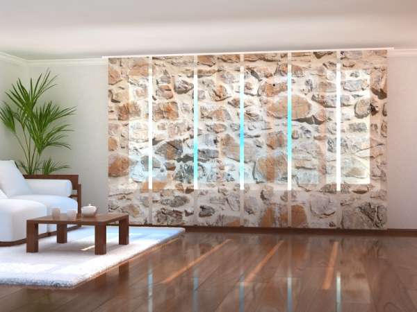 Sliding panel curtain (1-6 pts.): BROWN STONE WALL