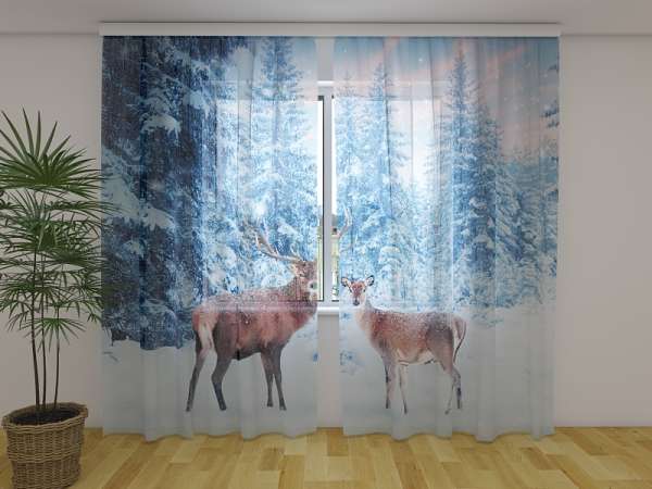 Chiffon curtain: CHRISTMAS NOBLE DEERS