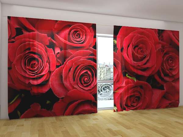 Panoramic curtain: RED ROSES