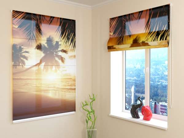 Roman blind: SUNSET ON THE CARIBBEAN SEA