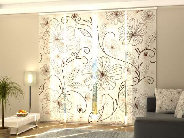 Sliding panel curtain (1-4 pts.): PAINTED FLOWERS