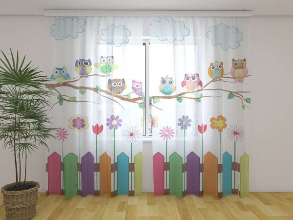 Chiffon curtain: FUNNY OWLS