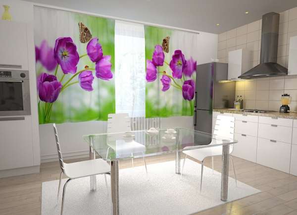 Kitchen curtain: PURPLE TULIPS 2