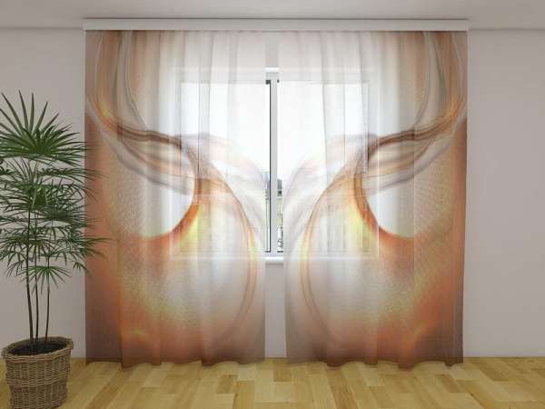 Chiffon curtain: ABSTRACT ORANGE WAVES 2