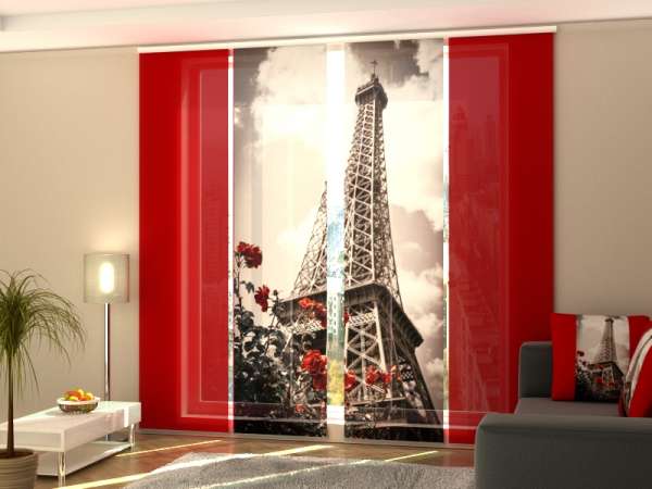 Sliding panel curtain (1-4 pts.): EIFFEL TOWER AND ROSES