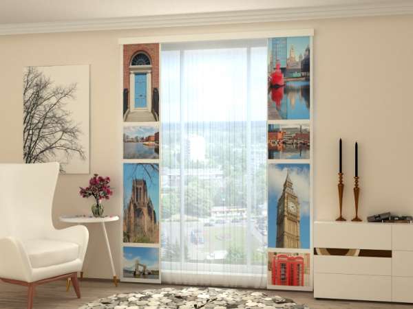 Sliding panel curtain (1-2 pts.): LONDON COLLAGE