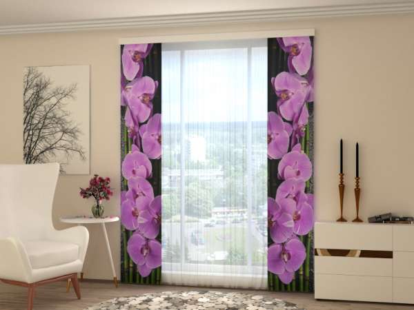 Sliding panel curtain (1-2 pts.): ORCHIDS ON BLACK