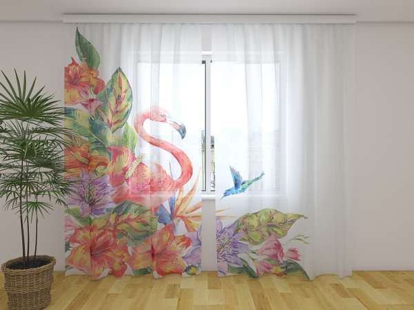 Chiffon curtain: TROPICAL FLAMINGO