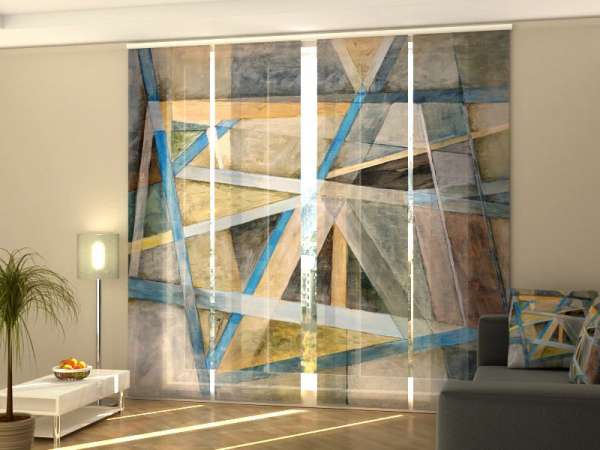 Sliding panel curtain (1-4 pts.): GEOMETRIC ABSTRACT LINES