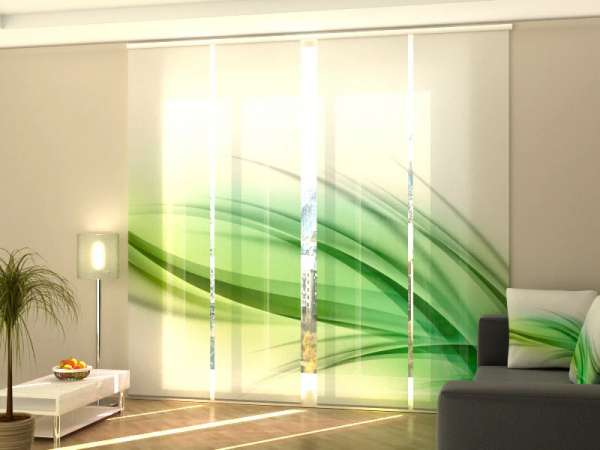 Sliding panel curtain (1-4 pts.): ABSTRACT GREEN LEAF