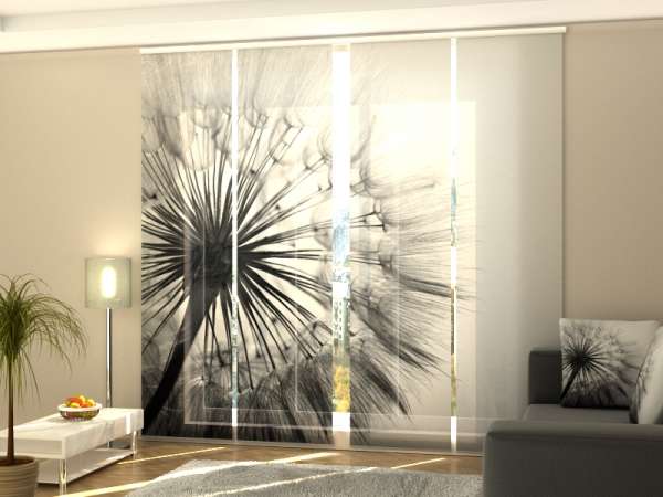 Sliding panel curtain (1-4 pts.): AMAZING DANDELION BLACK AND WHITE