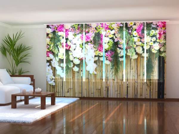 Sliding panel curtain (1-6 pts.): FLOWERS ON BAMBOO