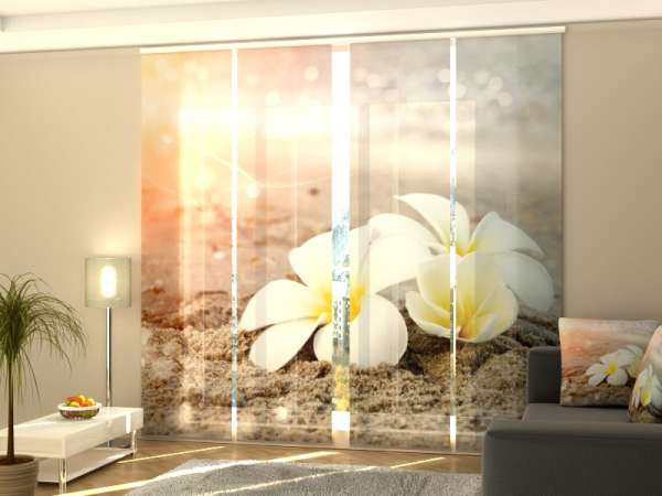 Sliding panel curtain (1-4 pts.): TROPICAL FLOWERS ON THE BEACH