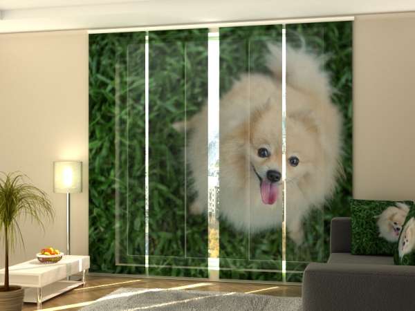 Sliding panel curtain (1-4 pts.): HAPPY POMERANIAN DOG